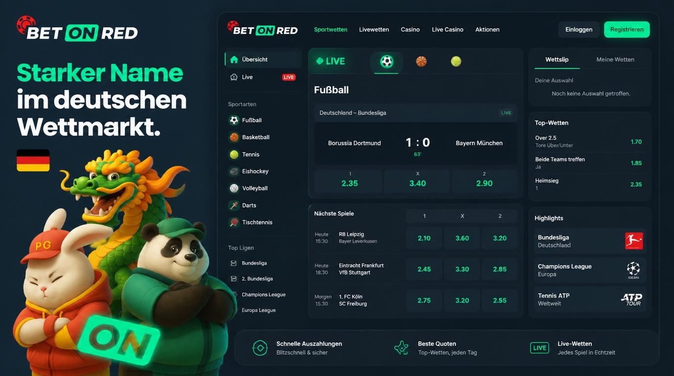 Sportwetten-Interface mit deutschen Elementen