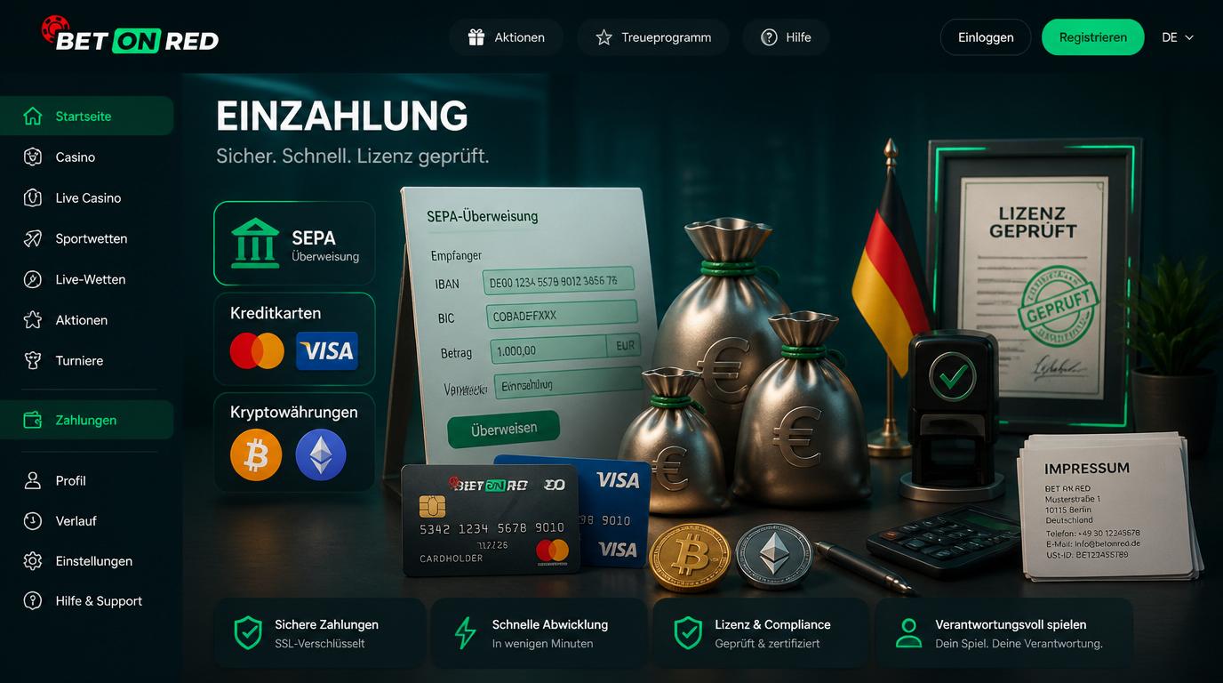 Ein Limitformular mit SEPA, Kryptowährungen und Karten, Lizenz-Stempel als Symbol für rechtliche Sicherheit.