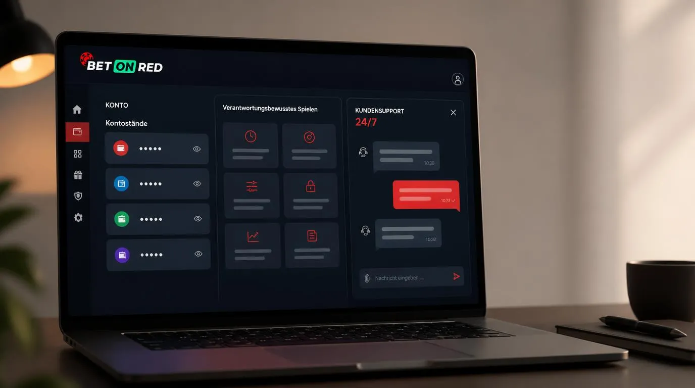 Casino-Konto mit Währungsauswahl, Optionen für verantwortungsbewusstes Spielen und Live-Chat